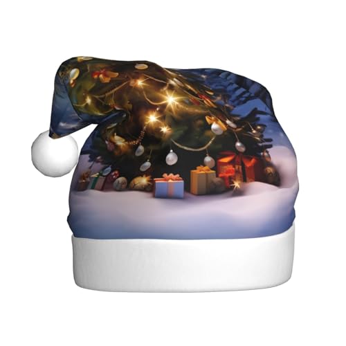 BULQAPZDF Weihnachtsmütze für Erwachsene, mit flauschigem Bommel, festliche, weiche Plüsch-Weihnachtsmannmütze für Weihnachtsfeiern von BULQAPZDF