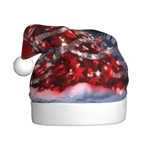BULQAPZDF Weihnachtsmütze für Erwachsene, mit flauschigem Bommel, festliche, weiche Plüsch-Weihnachtsmütze für Weihnachtsfeiern, Rot BULQAPZDF Weihnachtsmütze für Erwachsene, mit flauschigem Bommel, festliche, weiche Plüsch-Weihnachtsmütze für Weihnachtsfeiern, Rot von BULQAPZDF