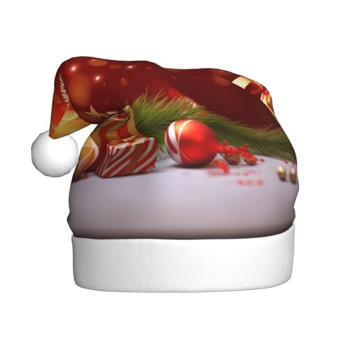 BULQAPZDF Weihnachtsmütze für Erwachsene, mit flauschigem Bommel, festliche, weiche Plüsch-Weihnachtsmütze für Weihnachtsfeiern von BULQAPZDF