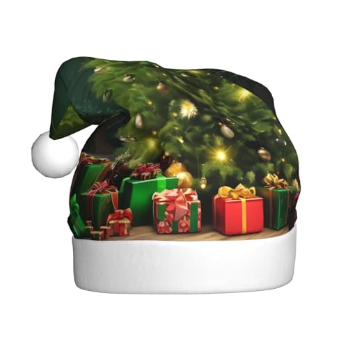 BULQAPZDF Weihnachtsmütze für Erwachsene, mit flauschigem Bommel, festliche, weiche Plüsch-Weihnachtsmütze für Weihnachtsfeiern von BULQAPZDF
