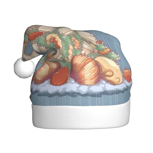 BULQAPZDF Weihnachtsmütze für Erwachsene, mit flauschigem Bommel, festliche, weiche Plüsch-Weihnachtsmütze für Weihnachtsfeiern von BULQAPZDF