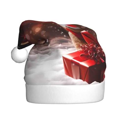 BULQAPZDF Weihnachtsmütze für Erwachsene, mit flauschigem Bommel, festliche, weiche Plüsch-Weihnachtsmütze für Weihnachtsfeiern von BULQAPZDF