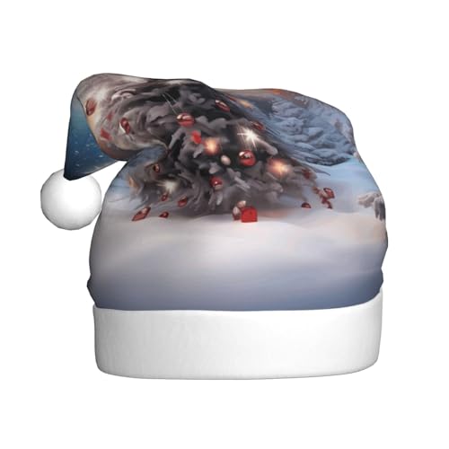 BULQAPZDF Weihnachtsmütze für Erwachsene mit flauschigem Bommel, festliche, weiche Plüsch-Weihnachtsmannmütze für Weihnachtsfeier von BULQAPZDF