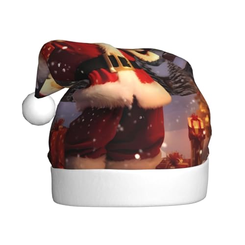 BULQAPZDF Weihnachtsmütze mit flauschigem Bommel, Weihnachtsmann-Mütze für Erwachsene, festliche, weiche Plüsch-Weihnachtsmütze für Weihnachtsfeiern BULQAPZDF Weihnachtsmütze mit flauschigem Bommel, Weihnachtsmann-Mütze für Erwachsene, festliche, weiche Plüsch-Weihnachtsmütze für Weihnachtsfeiern von BULQAPZDF