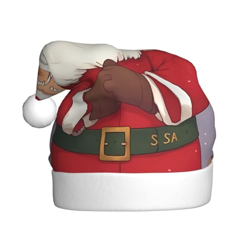 BULQAPZDF Weihnachtsmütze mit flauschigem Bommel für Erwachsene, festliche, weiche Plüschmütze für Weihnachtsfeiern von BULQAPZDF