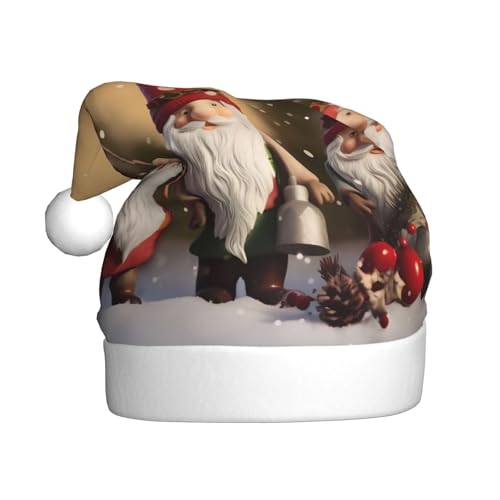 BULQAPZDF Weihnachtswichtel für Erwachsene, Weihnachtsmütze mit flauschigem Bommel, festliche, weiche Plüsch-Weihnachtsmannmütze für Weihnachtsfeier von BULQAPZDF