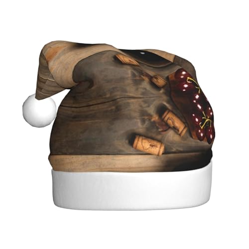 BULQAPZDF Weinflaschenkorken für Erwachsene, Weihnachtsmütze mit flauschigem Bommel, festliche, weiche Plüsch-Weihnachtsmannmütze für Weihnachtsfeier von BULQAPZDF
