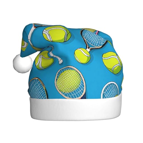 Lustige Tennisschläger und Tennisbälle für Erwachsene, Weihnachtsmütze mit flauschigem Bommel, festliche, weiche Plüsch-Weihnachtsmannmütze für Weihnachtsfeier Lustige Tennisschläger und Tennisbälle für Erwachsene, Weihnachtsmütze mit flauschigem Bommel, festliche, weiche Plüsch-Weihnachtsmannmütze für Weihnachtsfeier von BULQAPZDF