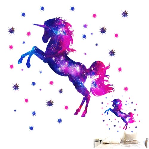 BULULUSHOP Einhorn Pferde Wanddeko Schön Einhorn Wandaufkleber Selbstklebend Einhorn Wand Aufkleber Wasserdicht Einhorn Wandsticker Wandsticker PVC Einhorn Einhorn Mädchen Wandaufkleber Für Deko von BULULUSHOP