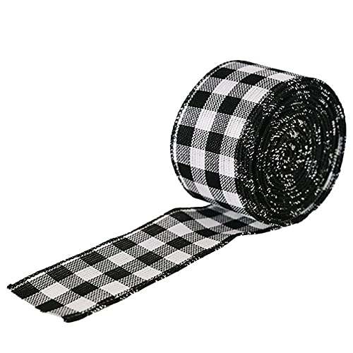 BUMSIEMO Kariertes Schleifenband, Kariertes Muster, Vintage, Weihnachten, Schwarz/Weiß 2M BUMSIEMO Kariertes Schleifenband, Kariertes Muster, Vintage, Weihnachten, Schwarz/Weiß 2M von BUMSIEMO