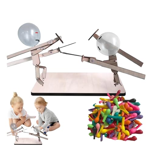 Balloon Bamboos Man Battle, Whack A Balloon Game, Handmade Wooden Fencing Puppets, Wooden Battle Bots Game for 2 Players, Fast-Paced Balloon Fight Battle Game, Party Games for Groups von BUNIQ