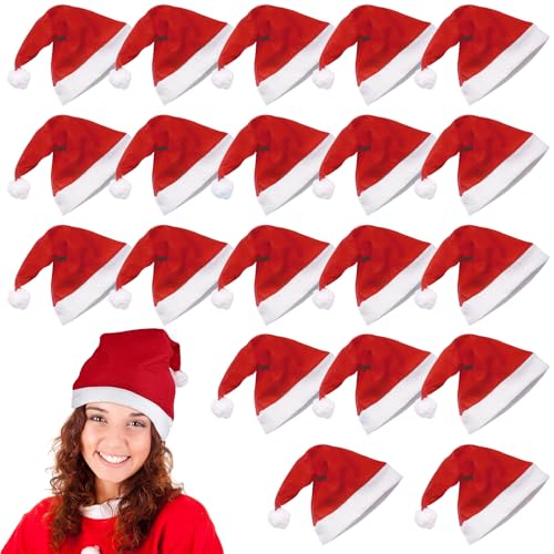 BUOAZR 20 Stück Weihnachtsmützen, 30x40cm Nikolausmützen Rot Weihnachtsmann Mütze, Nikolausmütze Erwachsene, Weihnachtsmützen familie Ideal für Weihnachts & Weihnachtsfeiern, Weihnachtskonzert BUOAZR 20 Stück Weihnachtsmützen, 30x40cm Nikolausmützen Rot Weihnachtsmann Mütze, Nikolausmütze Erwachsene, Weihnachtsmützen familie Ideal für Weihnachts & Weihnachtsfeiern, Weihnachtskonzert von BUOAZR