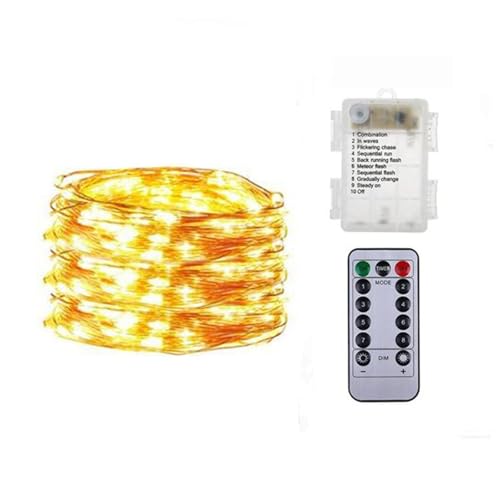 BUONTEMPO Lichterkette Batterie, 5m 50 LED Warmweiß außen Lichterketten 8 Modi IP65 Wasserdicht Kupferdraht Lichterkette für Weihnachten, Schlafzimmer, Party, Hochzeit von BUONTEMPO