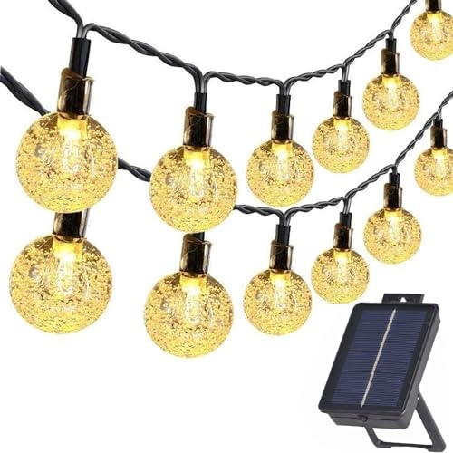 BUONTEMPO Solar Lichterkette Aussen 17M 100 LED Lichterkette Außen mit 8 Modes Wasserdicht Kristall Kugeln Solar Lichterkette Außen für Garten, Terrasse, Balkon, Partys (Warmweiß) von BUONTEMPO