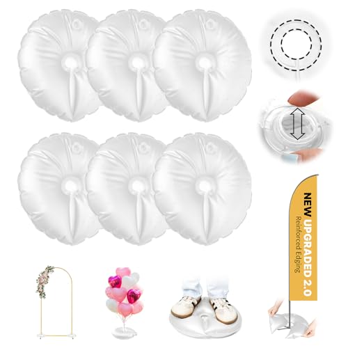 6 Stück Wassergewichtbeutel für Ballonsäulenständer und Ballonbogen, mit Wasser befüllbare Basis für Party, Hochzeit, Abschlussfeier, Dekoration, Zubehör, 4,5 kg (weiß) von BUQ