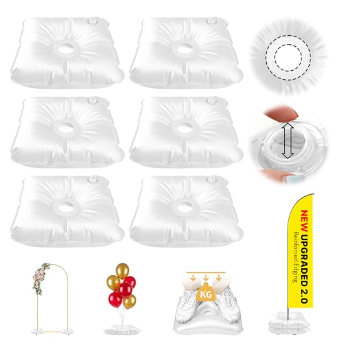 6 Stück Wassergewichtbeutel für Ballonsäulenständer und Ballonbogen – verbessertes verdicktes Material, verstärkte Kanten, quadratische, mit Wasser befüllbare Basis für Partyzubehör, 4,5 kg von BUQ