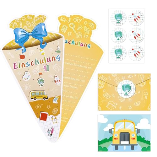 BURGEON 12 Stück Einschulung Einladungskarten Jungen Mädchen, Schulanfang Schulbeginn mit 12 Umschlägen, Zuckertüte Geformte Einschulung Karten für Kinder Junge und Mädchen Schulkind Einschulungsfeier BURGEON 12 Stück Einschulung Einladungskarten Jungen Mädchen, Schulanfang Schulbeginn mit 12 Umschlägen, Zuckertüte Geformte Einschulung Karten für Kinder Junge und Mädchen Schulkind Einschulungsfeier von BURGEON