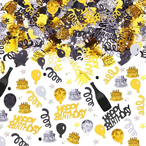 BURGEON Konfetti Geburtstag Tischdeko, Happy Birthday Konfetti Gold Schwarz, Streudeko Geburtstag Deko Mädchen Junge Kinder für Geburtstage Partys, Gold Schwarz, 15g BURGEON Konfetti Geburtstag Tischdeko, Happy Birthday Konfetti Gold Schwarz, Streudeko Geburtstag Deko Mädchen Junge Kinder für Geburtstage Partys, Gold Schwarz, 15g von BURGEON