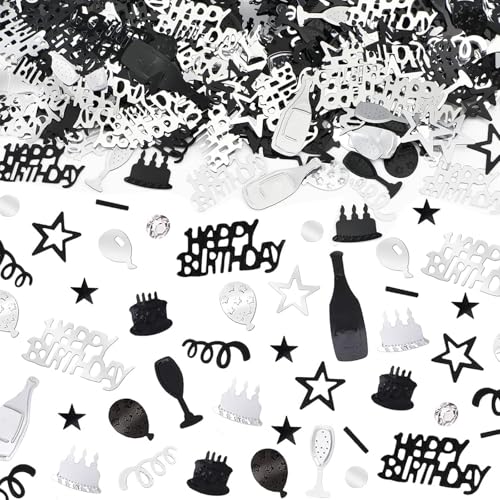 BURGEON Konfetti Geburtstag Tischdeko, Happy Birthday Konfetti Schwarz Silber, Streudeko Geburtstag Deko Mädchen Junge Kinder für Geburtstage Partys, Schwarz Silber, 15g BURGEON Konfetti Geburtstag Tischdeko, Happy Birthday Konfetti Schwarz Silber, Streudeko Geburtstag Deko Mädchen Junge Kinder für Geburtstage Partys, Schwarz Silber, 15g von BURGEON