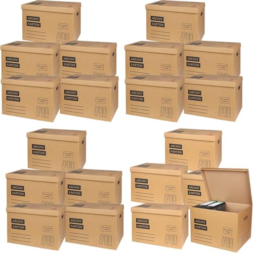 20x Archivkarton Aktenkarton Aktenordner mit Klappdeckel und Boden - für je 5 große A4 Ordner zur Aufbewahrung Organisation Transport Archivschachtel 20x Archivkarton Aktenkarton Aktenordner mit Klappdeckel und Boden - für je 5 große A4 Ordner zur Aufbewahrung Organisation Transport Archivschachtel von BURI