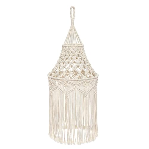 BURLOE Makramee Lampenschirm, Kronleuchter Schirm Boho Pendel Leuchte Abdeckung Schlafzimmer Wohnzimmer Kinderzimmer Wohnheim Böhmische Wohnkultur,Weiß BURLOE Makramee Lampenschirm, Kronleuchter Schirm Boho Pendel Leuchte Abdeckung Schlafzimmer Wohnzimmer Kinderzimmer Wohnheim Böhmische Wohnkultur,Weiß von BURLOE