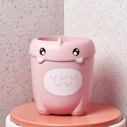 BURLOE Rosa, Mülleimer Mit Cartoon Tier, Design Müllbehälter Für Badezimmer Küche Schlafzimmer Hellgrün Auto Tischmülleimer Deckel Süße Tisch Klein Kinderzimmer von BURLOE
