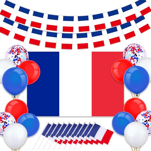 Frankreich Flagge Banner Girlande Dekorationen 2024 Spiele Paris 12 x Frankreich Luftballons 10 x kleine französische Flagge 2024 Olympische Spiele Paris Dekorationen Nationalflagge Französisch 90 x Frankreich Flagge Banner Girlande Dekorationen 2024 Spiele Paris 12 x Frankreich Luftballons 10 x kleine französische Flagge 2024 Olympische Spiele Paris Dekorationen Nationalflagge Französisch 90 x von BUSCANDO