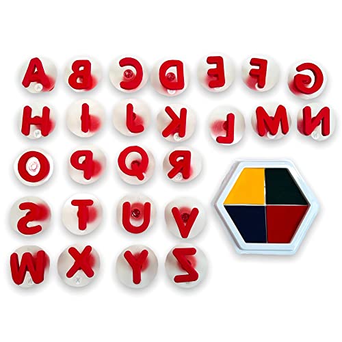 BUSDUGA 2962 Riesenstempelset Buchstaben, 26-er Set ABC + Stempelkissen 4 Farben von BUSDUGA