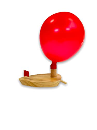 BUSDUGA 2939 Ballon betriebenes Holzboot Luftantrieb Wasserspielzeug Luftboot Boot (1x Knatterboot) von BUSDUGA