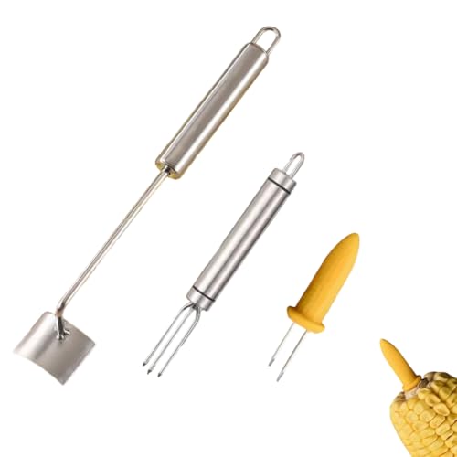 3-in-1 Edelstahl-Maisschäler, Maiskolbenentferner, Obstschäler, Maisschneider, Küchenhelfer für Zuhause, Küche, Restaurant, Essen im Freien von BUSSNISS