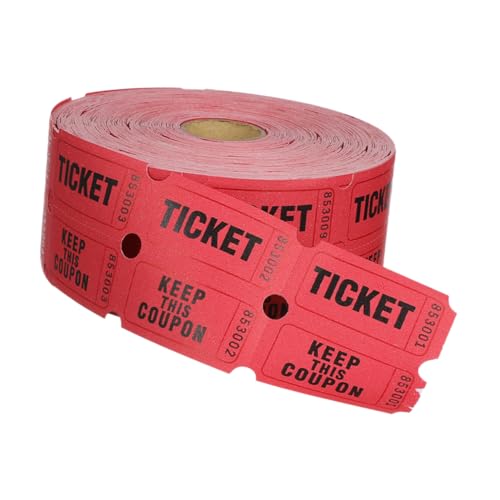 BUTIFULSIC 1 Rolle Spielticket Rote Tickets Rollen Papiertickets Lose Tombola-Los-Spinner Etiketten Universaltickets rote Tombola-Tickets Falten Kinokarte Eier Eintrittskarten Ticketpapier von BUTIFULSIC