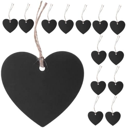 BUTIFULSIC 15 Stück Mini herzförmige Tafel schwarze Tafel Dichteplatte Zeichenbrett Nachrichten-Tag Board-Anhänger hängende Tafeln hängende Nachrichtentafeln Dichtebrett Hanging -Tag Holz von BUTIFULSIC