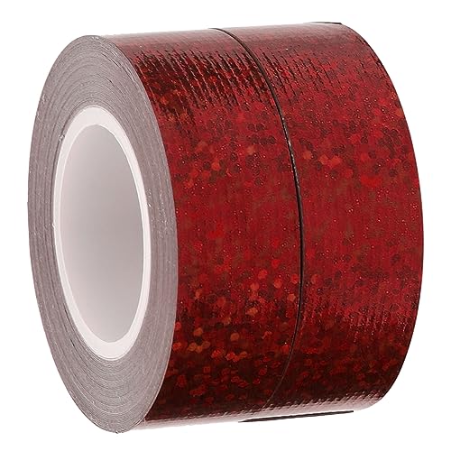 BUTIFULSIC 2 Rollen Holographisches Glitzer Klebeband Selbstklebend Stark Haftend und Vielseitig Einsetzbar für DIY Bastelprojekte Verpackungen und Dekoration Rot Alterungsbeständig und von BUTIFULSIC