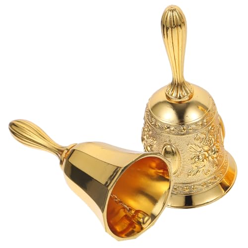 BUTIFULSIC 2 Stück Vintage Handglocke aus Kupferlegierung Extra Lauter Klarer Ergonomischer Griff Vielseitige Tischglocke für Restaurant Hotel Hochzeit Bar und Weihnachtsdekoration von BUTIFULSIC