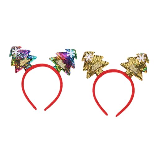 BUTIFULSIC 2 Stück Weihnachtlicher Haarreif mit Glitzernden Weihnachtsbäumen Kreatives Party-haarschmuck Weichem für Damen und Komfortabel und Festlich von BUTIFULSIC