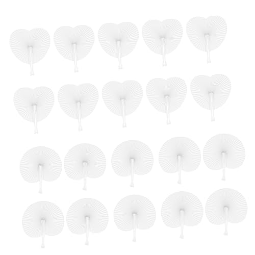 BUTIFULSIC 20 Stück Teiliges Weiße Faltbare Papierfächer mit Kunststoffgriff Runde und Herzförmige Fans Blanko Oberfläche zum Bemalen als Hochzeitsdeko und Partyaccessoire Handlich und BUTIFULSIC 20 Stück Teiliges Weiße Faltbare Papierfächer mit Kunststoffgriff Runde und Herzförmige Fans Blanko Oberfläche zum Bemalen als Hochzeitsdeko und Partyaccessoire Handlich und von BUTIFULSIC