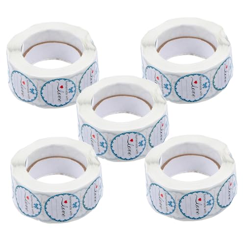 BUTIFULSIC 5 Rollen Selbstklebende für Handgemachte Produkte Runde Beschriftbare Aufkleber für Verpackung für Einmachgläser Hochwertige Haftung und Langlebigkeit von BUTIFULSIC