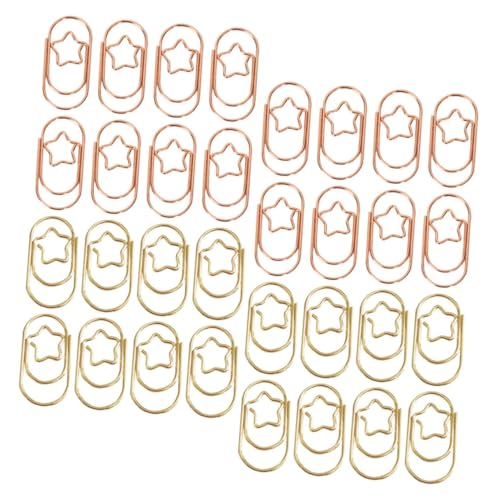 BUTIFULSIC 50Stücke Metall Büroklammern im Stern Design Dekorative und Praktische Klammern Roségold und Gold Organisieren von Papieren für Büro und Zuhause von BUTIFULSIC