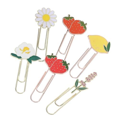 BUTIFULSIC 6 Stück Dekorative Papierclips mit Obst und Blumenthemen Robuste Büro und Schul Haftnotizen für Organisation von BUTIFULSIC