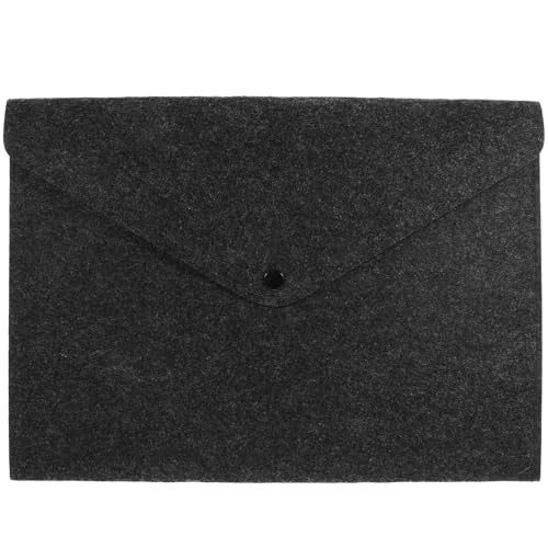 BUTIFULSIC Filz Aktentasche mit Knopfverschluss Tragbare Papierorganisator Tasche für Büro und Schule Stylischer Dokumententräger im Letter Format Große Aufbewahrung Dunkelgrau von BUTIFULSIC