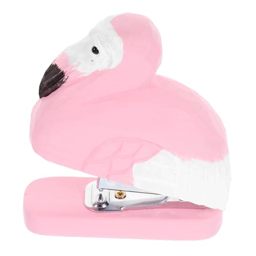 BUTIFULSIC Flamingo Figurine Stapler Kreative Holzfigur Heftgerät Niedliche Flamingo Dekoration für Büro Schule und Zuhause Einzigartiges und Stilvolles Schreibtischzubehör von BUTIFULSIC