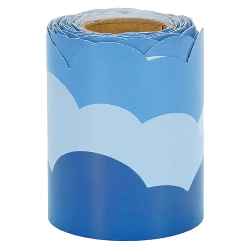 BUTIFULSIC Pinnwand Ränder Blauer Himmel Gestanzte Ränder Pinnwand Wolken Dekorationen – Für Schulklassenzimmer Tafel Büro Wand Fenster Party Dekoration 75 Cm X 15 M von BUTIFULSIC