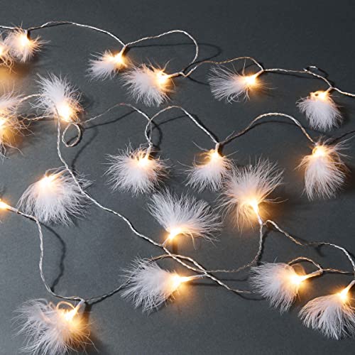 BUTLERS LED Lichterkette mit USB oder batteriebetrieben mit Timer für Kinderzimmer, Betthimmel & Fensterdeko – feine weiße Feder, perfekt für Weihnachten mit 20 Lichter von BUTLERS