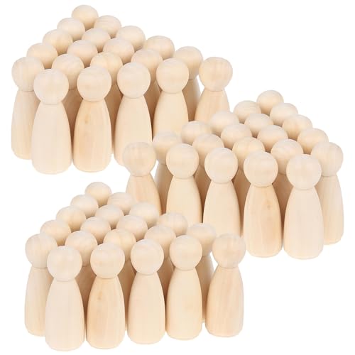 60pcs unvollendete hölzerne Peg Puppe 2,56 Zoll Engel Mädchen Peg Puppe kleine hölzerne Figur für DIY -Malerei Dekoration Handwerk von BUTORY