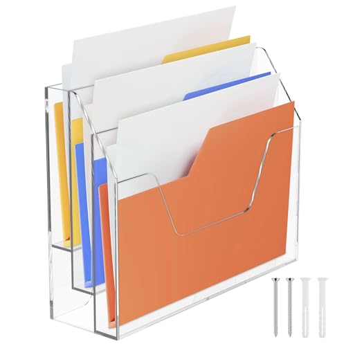 Acryl -Schreibtischdatei Mail Organizer Transparent Hanging Dokumenthalter 3 Slot Office Magazine Rack einfach zugänglich für Home Office von BUTORY