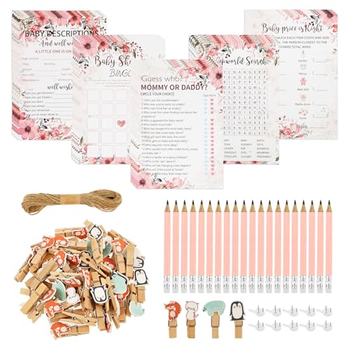 BUTORY Babyparty -Spiel liefert personalisierte Blumenstil Baby Party Aktivitätskarte für Geburtstag Geschlecht Enthüllung Party von BUTORY