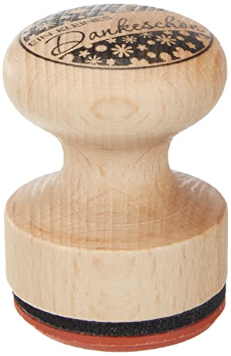 Rayher Stempel Holz „Dankeschön“, rund, 3 cm ø, Motivstempel Holz, Holzstempel, Butterer Stempel, Rundstempel, 28891000 von Rayher