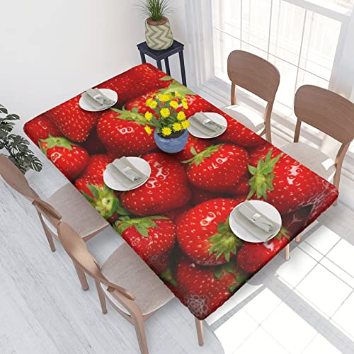 BUULOO Rechteckige rote Erdbeer-Frucht-Tischdecke, 1,2 m, elastischer Rand, Tischdecke 76 x 122 cm, abwischbare Tischdecke für Outdoor, Terrasse, Küche und Esszimmer. von BUULOO
