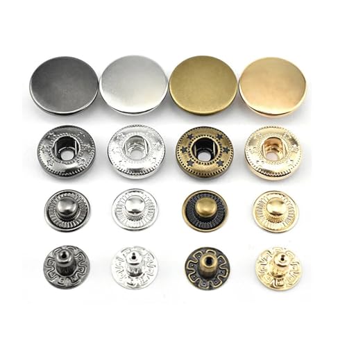 10 Set/Pack 10/12/15/17/20 mm Metall-Druckknöpfe for Nähen von Knöpfen, Druckknöpfe, for Nähen von Lederhandwerk, Kleidungstaschen (Color : Bronze, Size : 20mm) von BUUV
