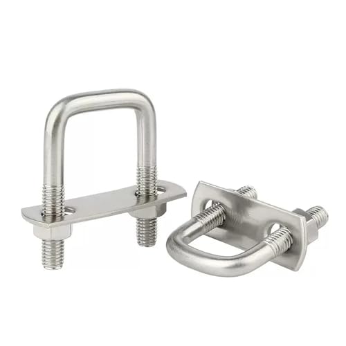 2 Sätze M6/M8 304 Edelstahl Quadratische Klemme U-Bolzen Rechtwinklige U-Schraube U-Klemmmuttern Plattenleitbleche U-Bolzen für Rohrbefestigung(M8x60x90) von BUUV